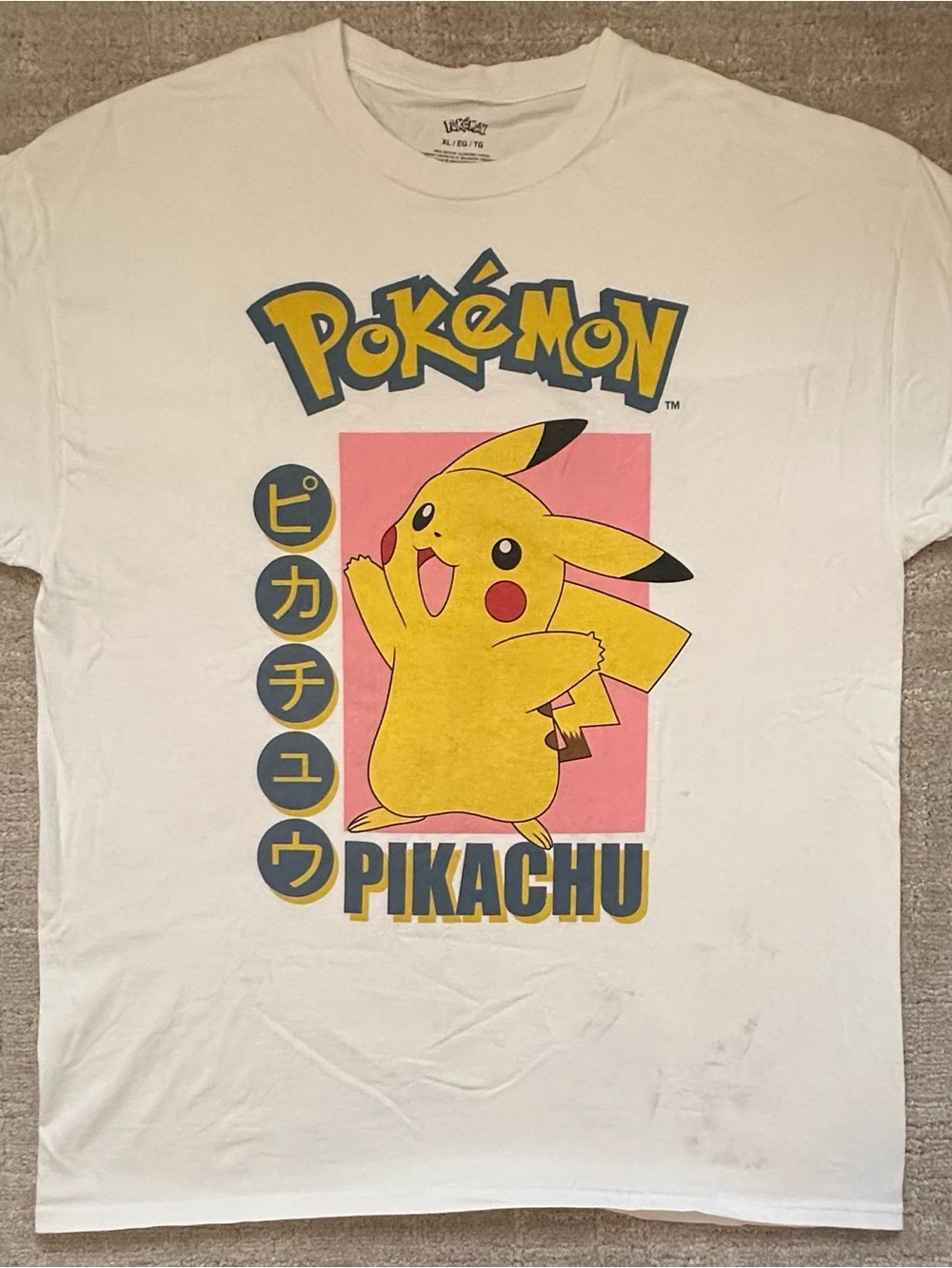 Pokemon Pikachu Graphic Tee – White, Yellow, Pink